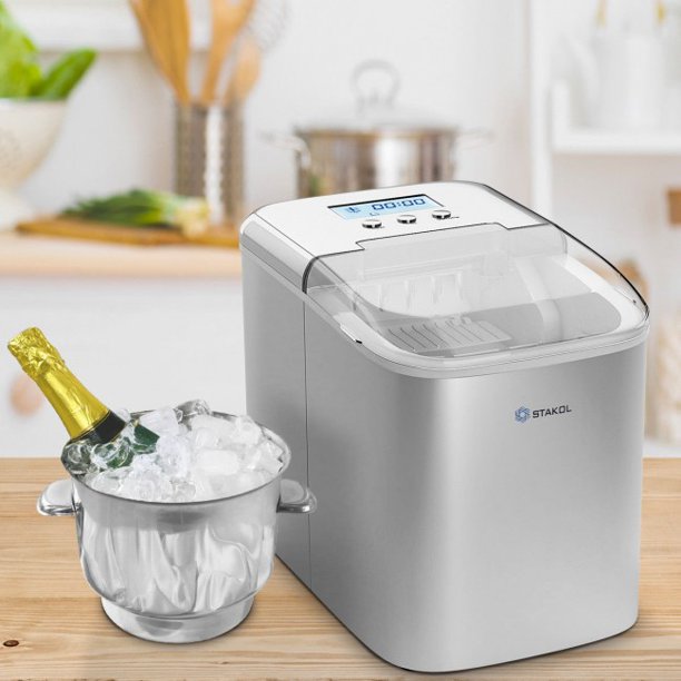 SUGIFT 26 lbs Ice Maker Countertop LCD Display Ice Maker with Ice Scoop£¬Stain Gray