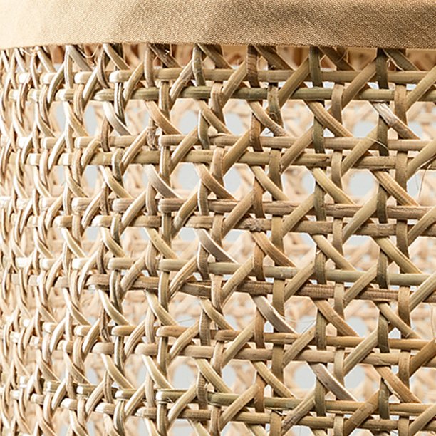 SUGIFT Solid Wood Rattan 21.3inch Table Lamp with In-line Switch Control