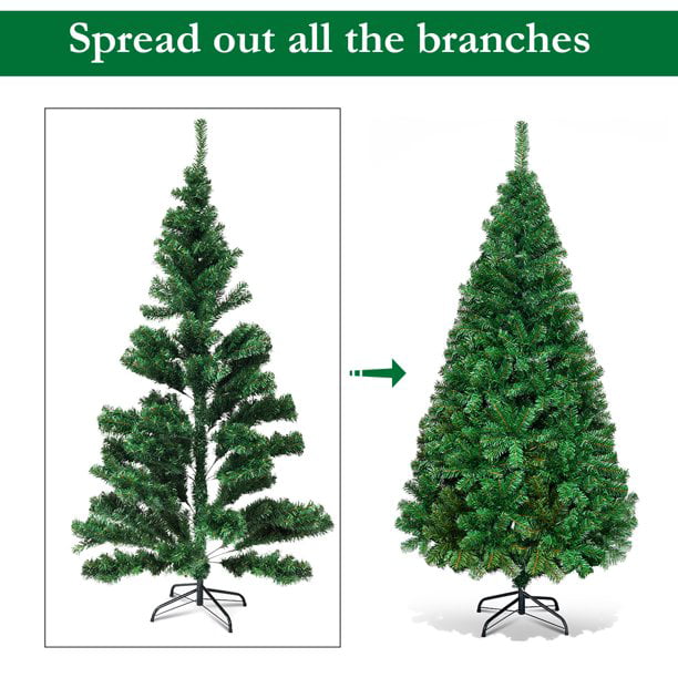 SUGIFT 6Ft Artificial PVC Christmas Tree Stand Indoor Outdoor Green