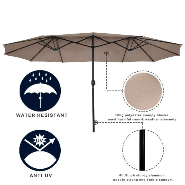 15 ft Folding Umbrella Outdoor Patio Umbrella with Crank without Base