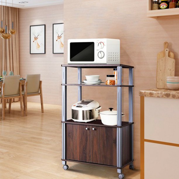 SUGIFT Storage Cart Microwave Rack Stand Rolling Storage Cart