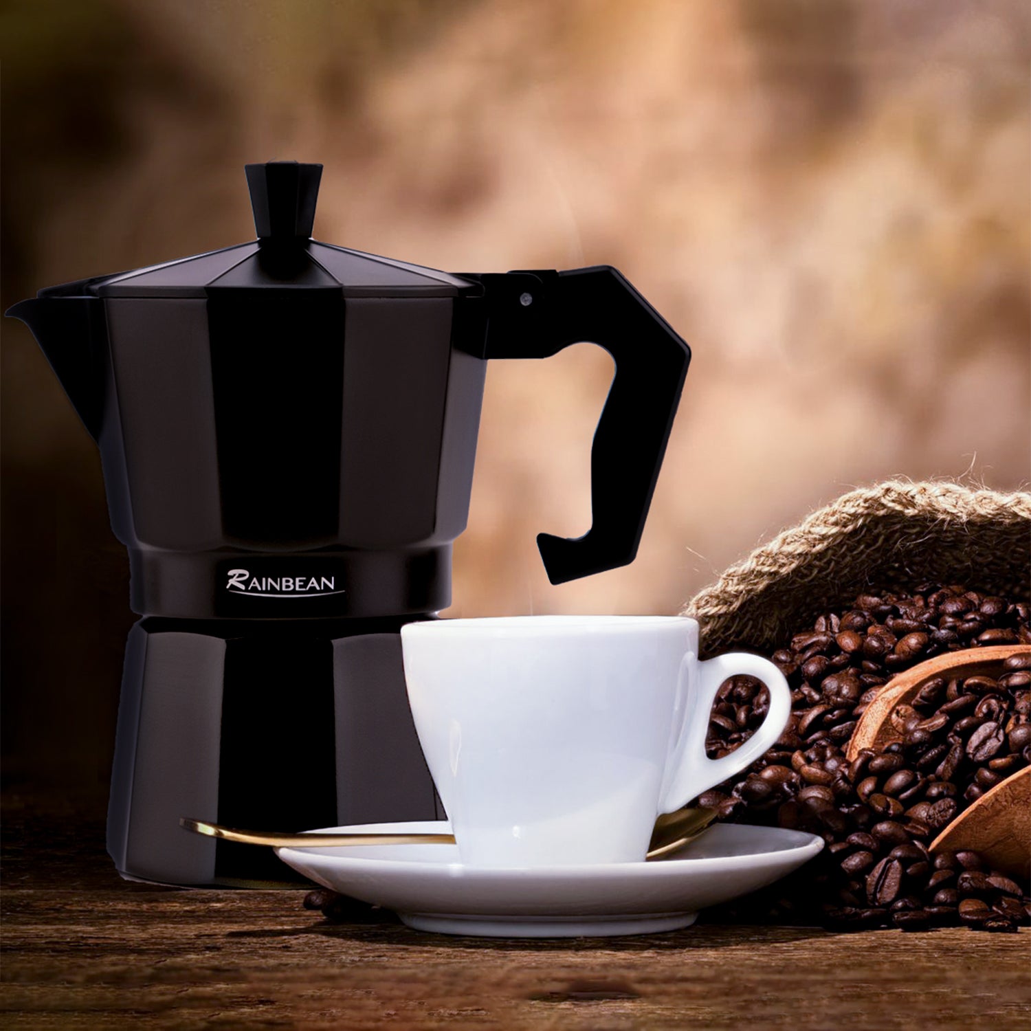 SUGIFT Moka Pot 6 Cups Black Coffee Pot Espresso Set