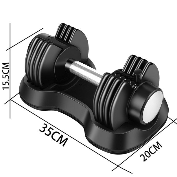 25 Lbs Adjustable Dumbbell , Adjust Weight by Turning Handle , Black , Single