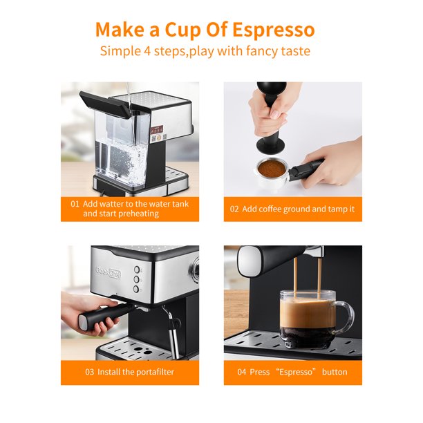 SUGIFT 20 Bar Espresso Maker,950W Detachable frothing nozzle,1.5L detachable transparent water tank Coffee Maker, Cappuccino, Latte, Machiato