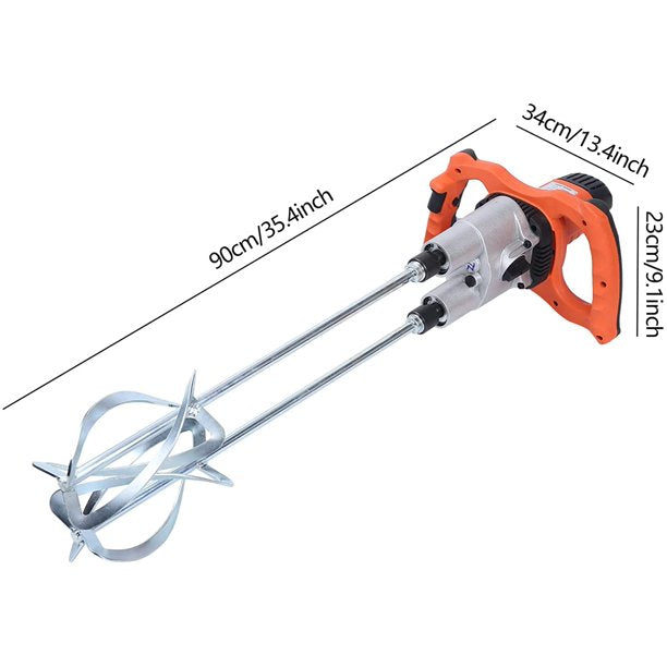 SUGIFT Electric Mortar Mixer, Double Paddle Mortar Mixer Dual High Low Gear Speed Paint Cement Grout 1800W Mixer Stirring Tool for Cement Plaster Grout Mort
