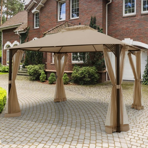 SUGIFT Patio Gazebo 12 x 10 Feet Outdoor Double Top