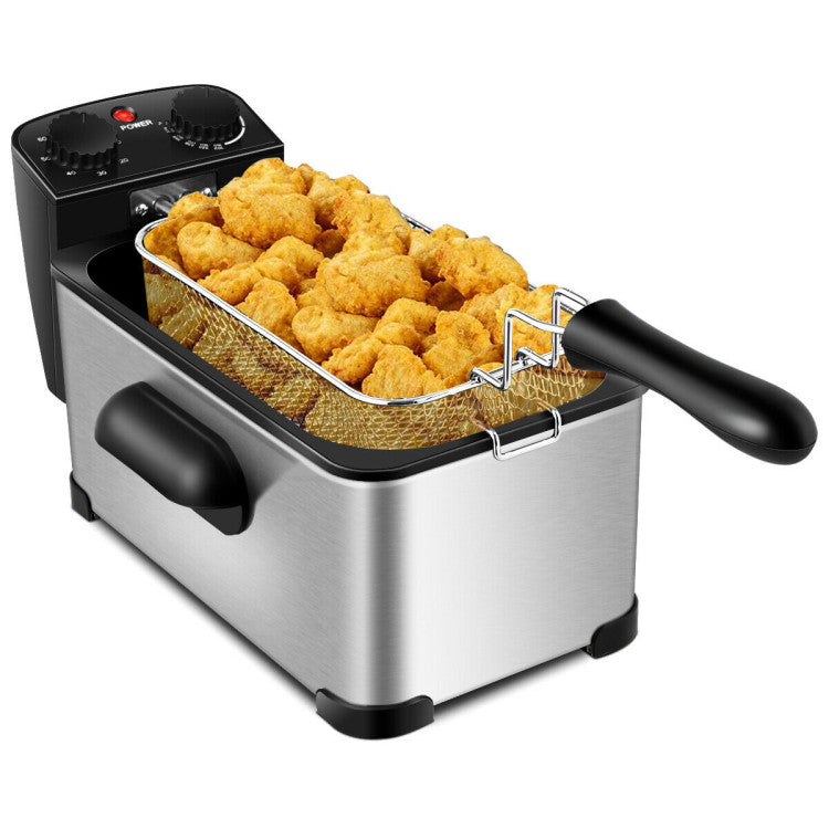 SUGIFT 3.2 Quart Electric Stainless Steel Deep Fryer with Timer