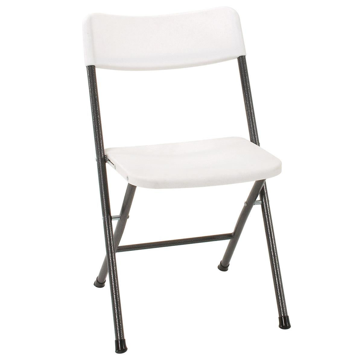 SKONYON Folding Chair with Molded Seat and Back White Speckle (4-pack)