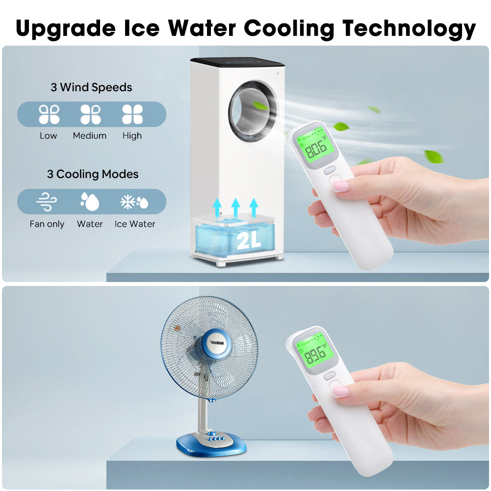 SUGIFT 3-in-1 Air Cooler,Swamp Cooler w/ Cooling Function, Bladeless Design