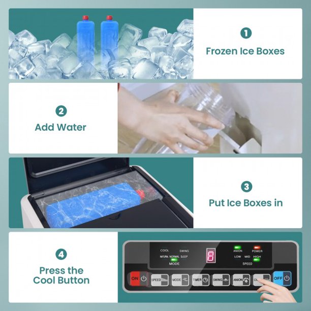 SUGIFT Air Cooler Portable Cooling Evaporative Fan Air Conditioner, Remote Control 110V 3-Speed 8H Timer