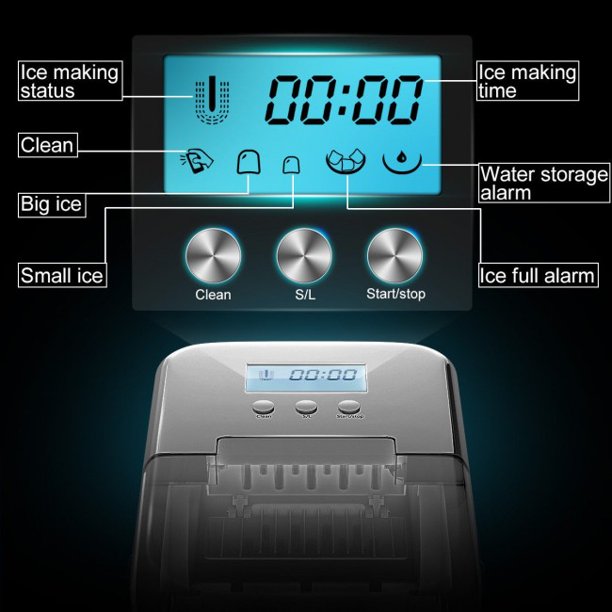 SUGIFT 26 lbs Ice Maker Countertop LCD Display Ice Maker with Ice Scoop£¬Stain Gray