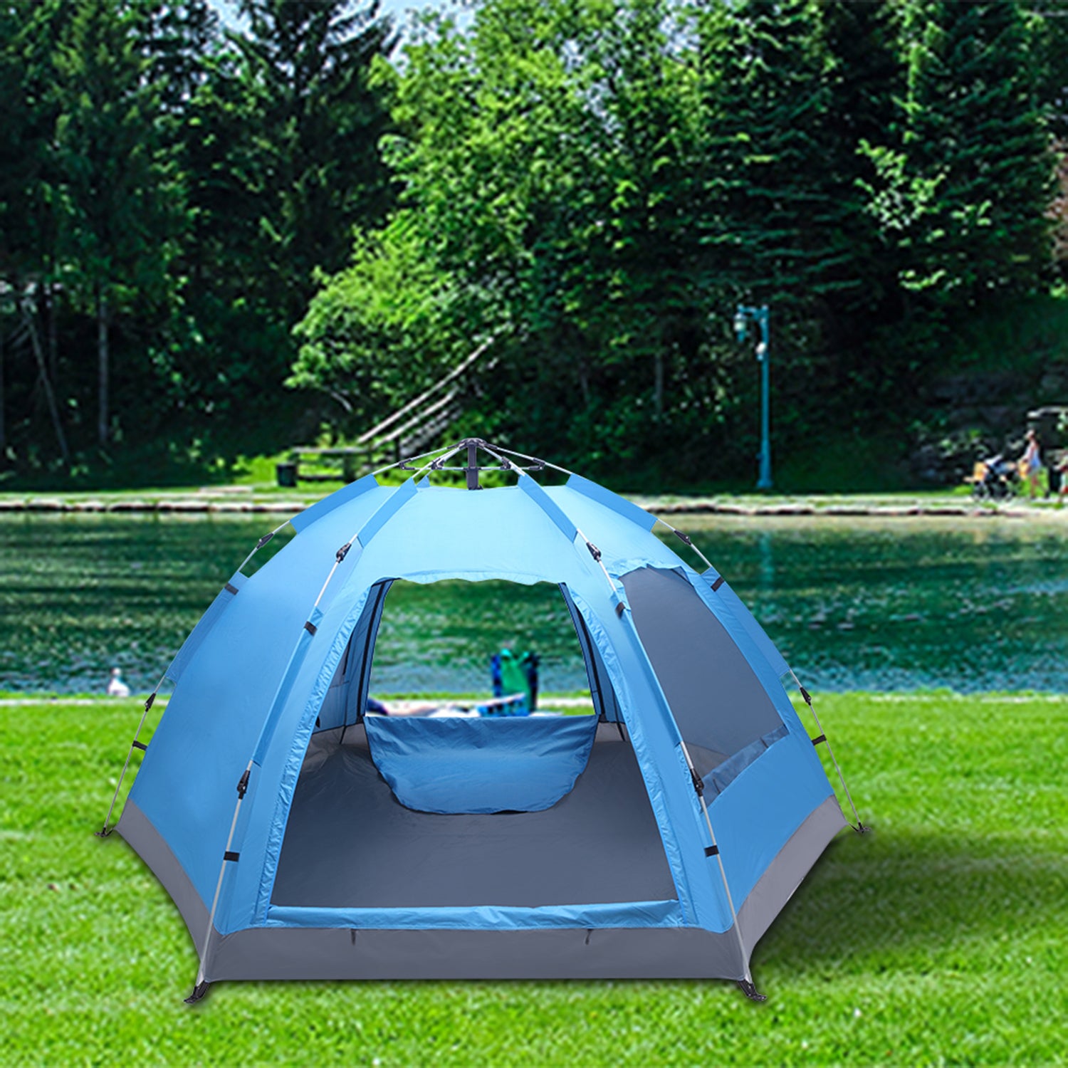SUGIFT 3-4 People Automatic Family Tent Waterproof Camping Hiking Outdoor Pop-up Tent