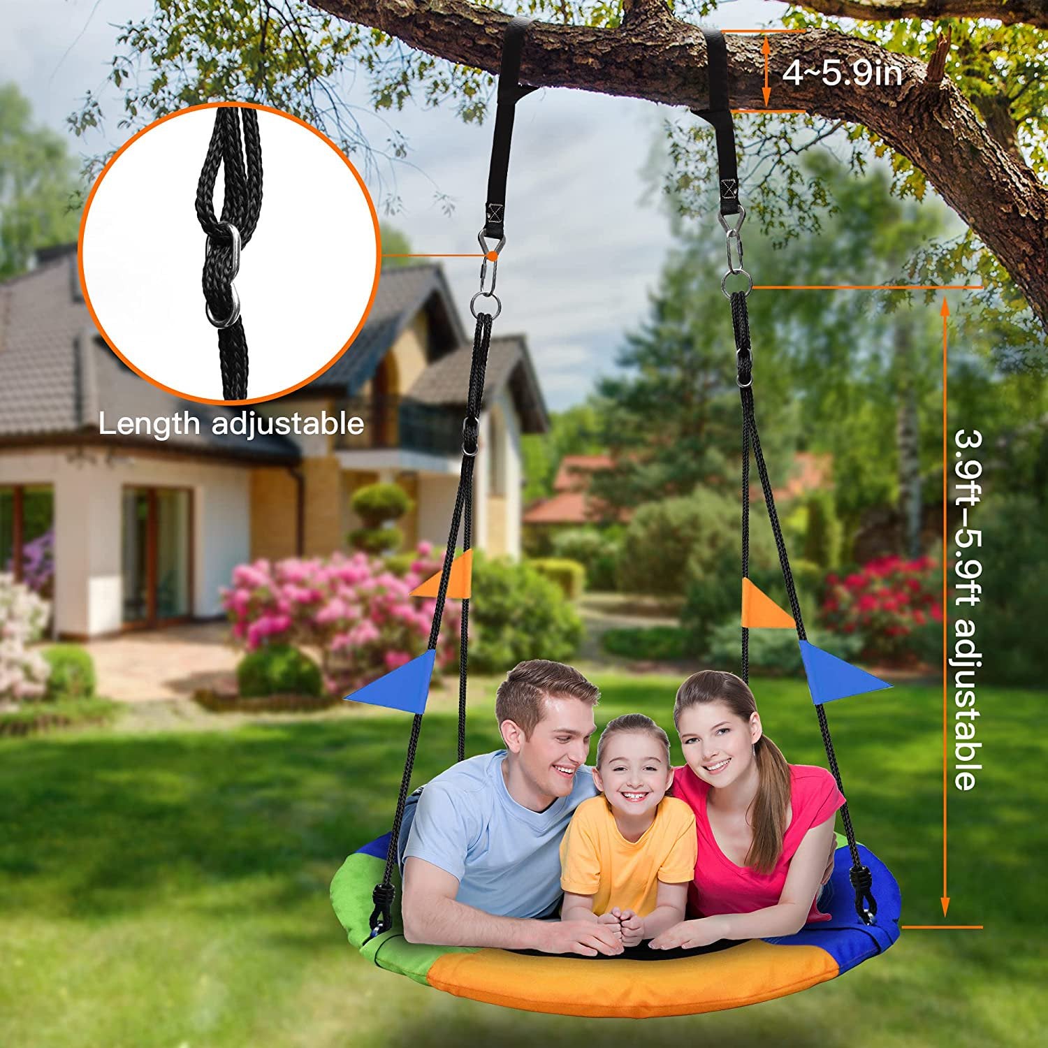 40 Inch Tree Swing Saucer Swing, 800Lb Weight Capacity – SUGIFT