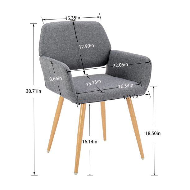 SUGIFT Small Modern Living Dining Room Accent Chairs Fabric Mid-Century Upholstered Side Seat Club Guest with Metal Legs Legs (Gray)