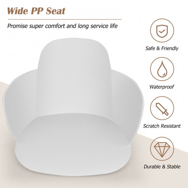 2 Pieces Dining Chair Metal Frame Modern Petal-Shape Plastic Computer Chair With Backrest