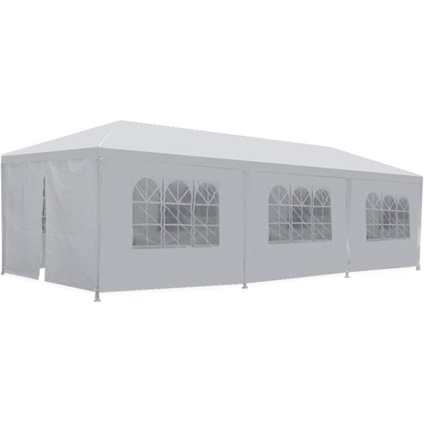 SUGIFT 10 x30 Outdoor Gazebo White Canopy with sidewalls Party Wedding Tent Cater Events Pavilion Beach BBQ (10'X30')