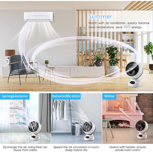 Air Circulator Fan Desk Fan Energy Efficient Ultra Quiet Auto Oscillation Fan Speed Perfect for Desk Bedroom Office