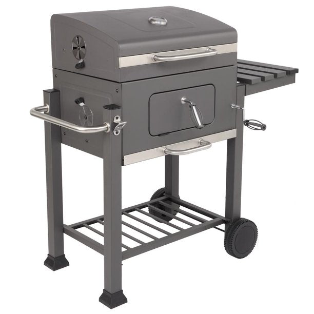 Charcoal Grill, Portable Grill Barbecue Grill with Side Tables Outdoor Cooking Grills and Smokers for BBQ Camping Patio Picnic Backyard, Black