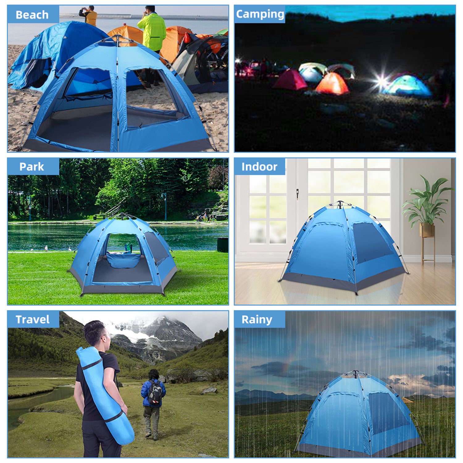 SUGIFT 3-4 People Automatic Family Tent Waterproof Camping Hiking Outdoor Pop-up Tent