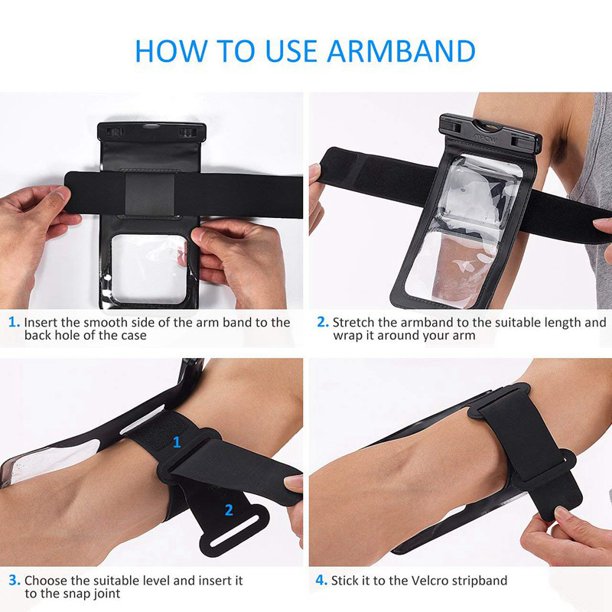 SUGIFT 2PC Waterproof Case with Armband, IPX8 Universal Cell Phone Dry Bag Waterproof, Dustproof, Snowproof Pouch Bag for iPhone X/8/8 Plus/7/7 Plus/6S/6 Plus, Samsung, and other Phones