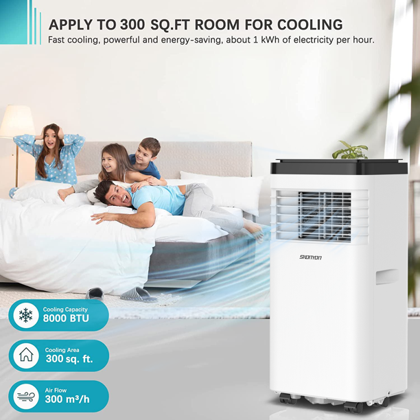 SUGIFT 8,000 BTU Portable Air Conditioner with Comfort Sense Remote and Window Kit, White, 1BR328K