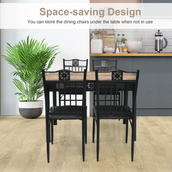 SUGIFT 5 Piece Dining Table Set, Modern Home Dining Set with Table & 4 Chairs, Table and Chair Set, Wood Finish Kitchen Table Set for Dining Room, Living Room,Black
