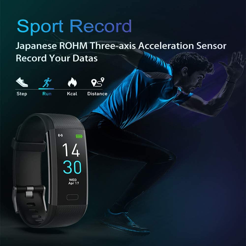 SUGIFT Fitness Tracker HR, Pedometer, Sleep Monitor, Vibrating Alarm, smart reminder, remote control selfie, health monitoring, exercise tracking, sleep analysis