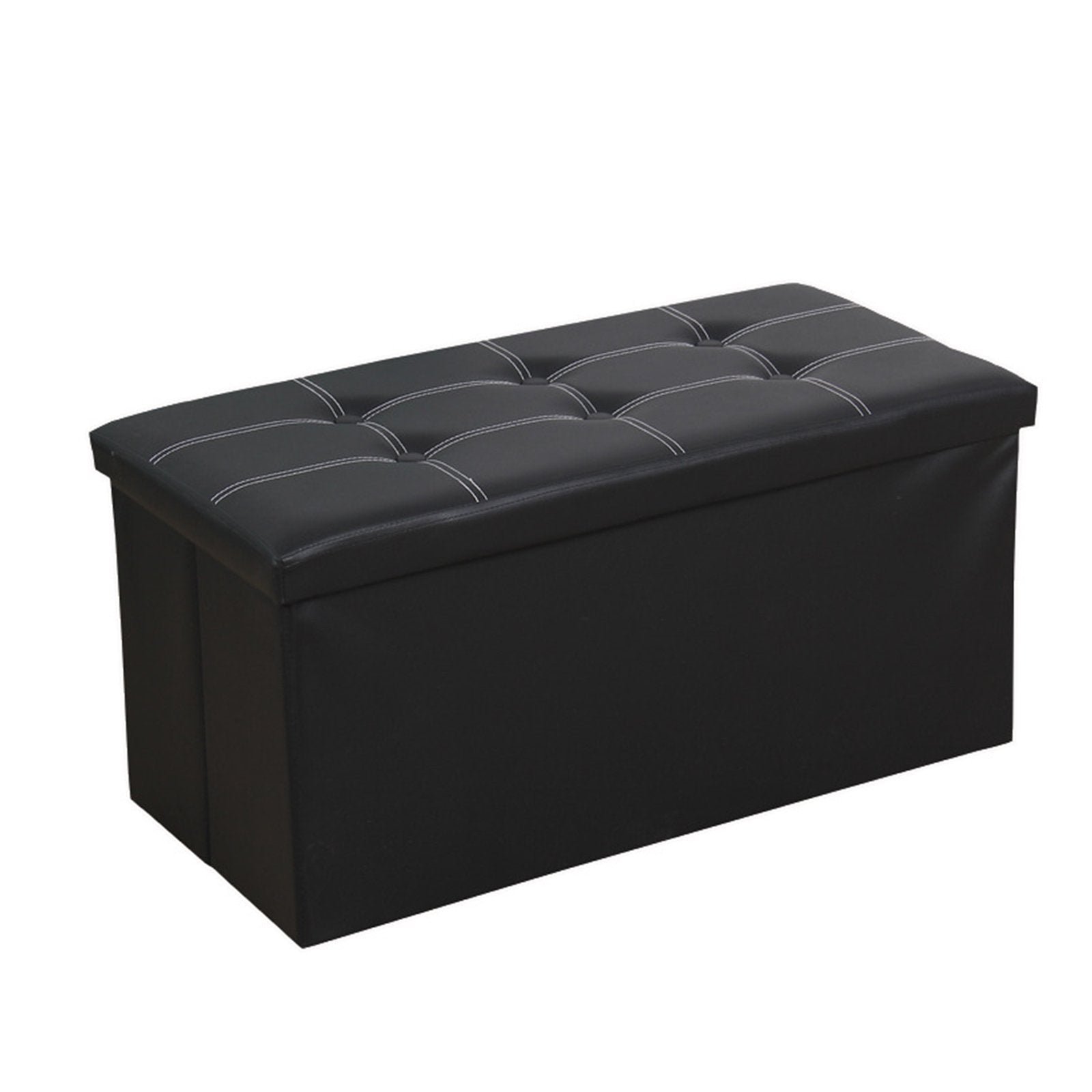 SUGIFT 30 inches Storage Ottoman Bench, Folding Footrest Shoe Bench with 110L Storage Space, Black