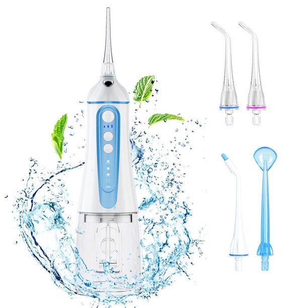 SUGIFT Water Flosser for Teeth 320ML Water Flossers Dental Oral Irrigator with DIY Mode 4 Jet Tips, IPX7 Waterproof,Portable for Home&Travel