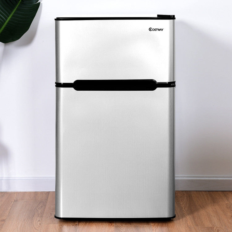 SUGIFT 3.2 cu ft Compact Stainless Steel Refrigerator Gray