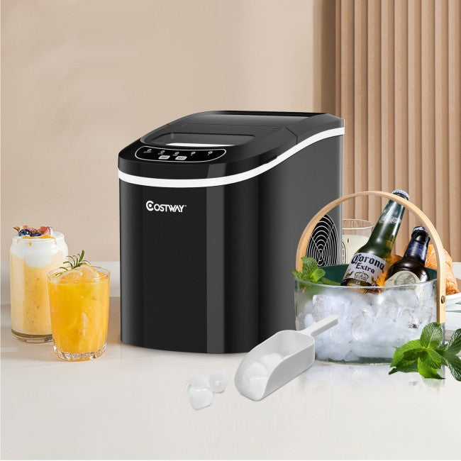 SUGIFT Rapid Portable Automatic Electric Countertop Ice Maker,6 Colors Compact Top Load 26.5 Lbs,Black