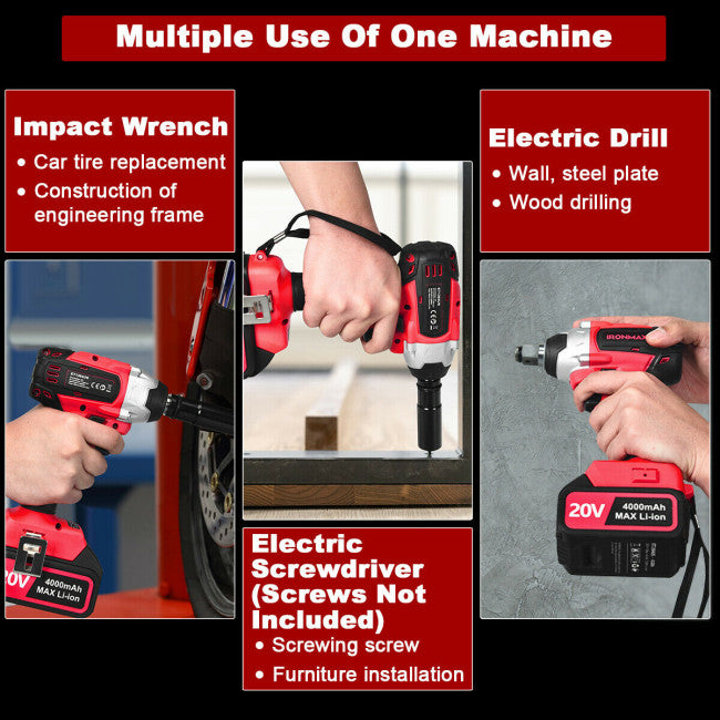 SUGIFT 20V MAX Impact Wrench, Brushless, Cordless Impact Wrench with 4.0 AH Battery, Tool Only