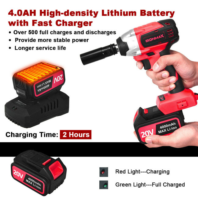 SUGIFT 20V MAX Impact Wrench, Brushless, Cordless Impact Wrench with 4.0 AH Battery, Tool Only