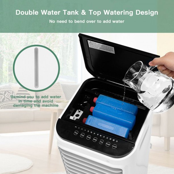 4-in-1 Evaporative Air Cooler with 12L Water Tank and 4 Ice Boxes