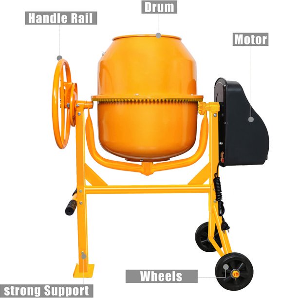 SUGIFT Electric Concrete Mixer 5.0 cu ft 2/3 HP