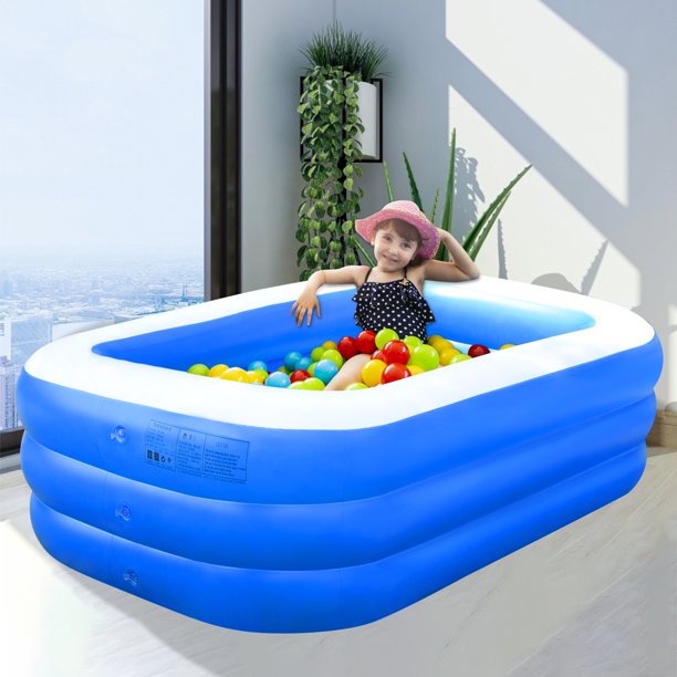 SUGIFT Inflatable Swimming Pool Three-layer Printing, Family Above Ground PVC Outdoor Toy Pool for Kids, Babies, Adults, 82.6inW*55inD*25.5inH