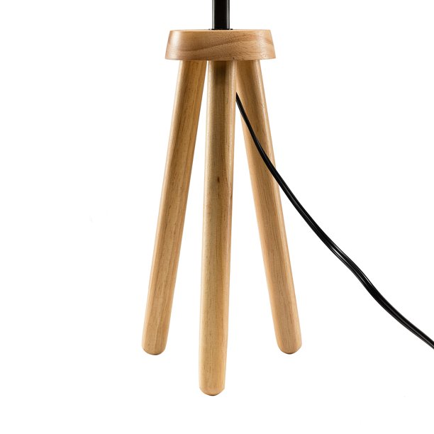 SUGIFT Solid Wood Rattan 21.3inch Table Lamp with In-line Switch Control