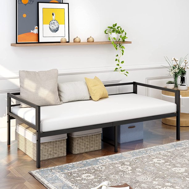 SUGIFT Metal Daybed Frame Heavy Duty Metal Slats Sofa Bed Platform Mattress