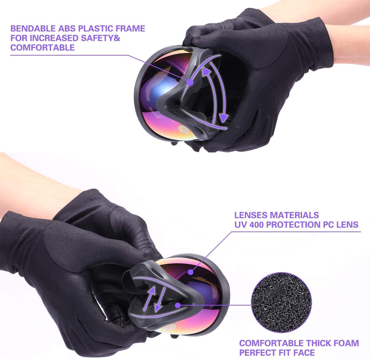 SUGIFT 26 Black Frame/Clear Lens Adult MX Off-Road Snowmobile, Snowboard, Ski Goggles,Black