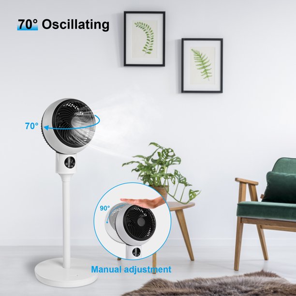 SUGIFT Oscillation Fan,Pedestal Fans,Stand Fans,Circulating 70¡ã,Pedestal Fan,Remote 3 Speeds,3 Modes,15 Hours Timing,LED Display,7 Inch,White