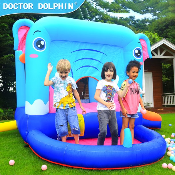 SUGIFT Inflatable Castle Kids Blue Elephant Bounce House Inflatable Bouncing Castle Jumping