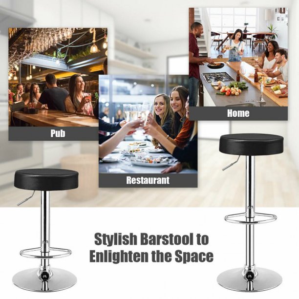 SUGIFT 1 Piece Round Bar Stool Adjustable Swivel Pub Chair