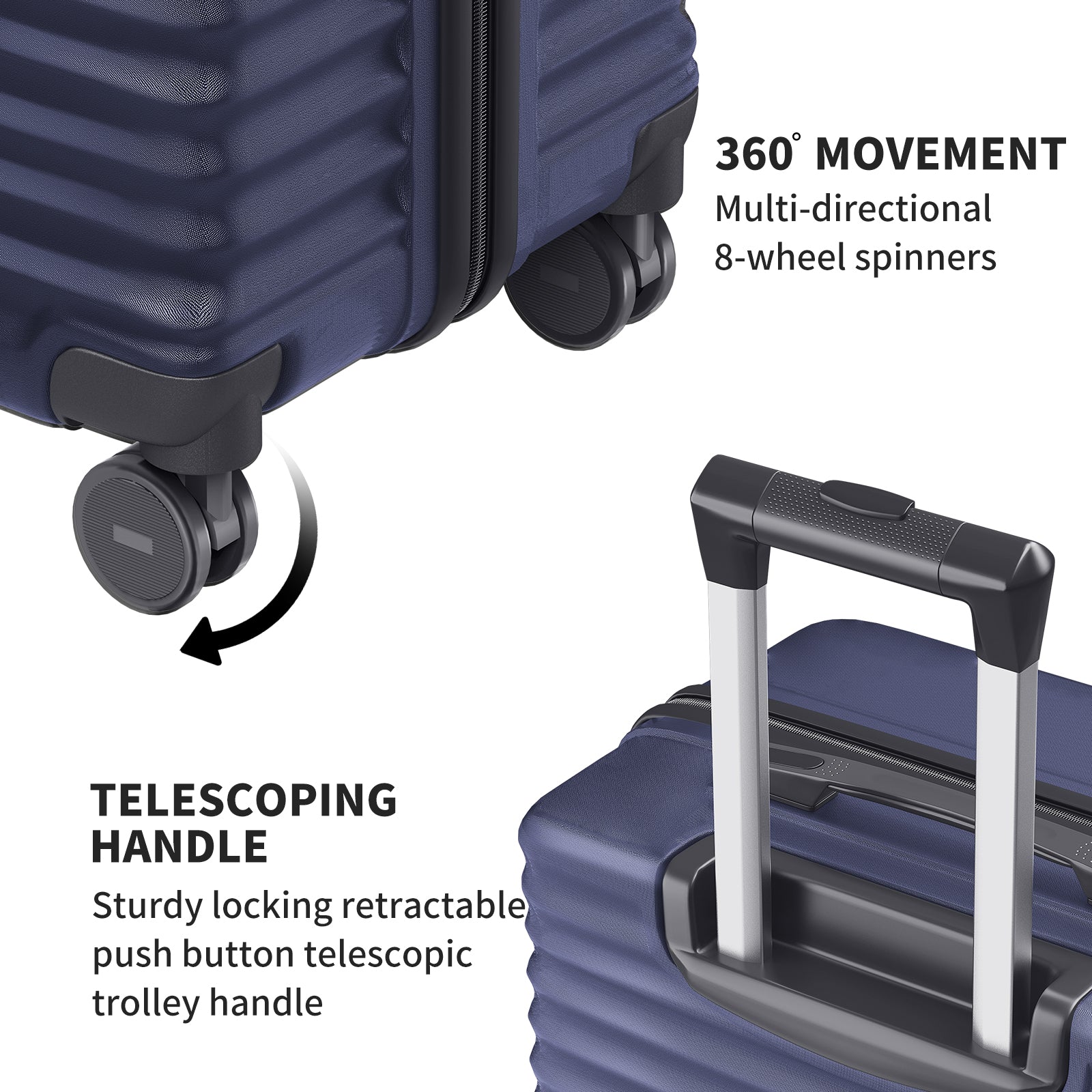 SUGIFT 3 Pcs Suitcase Luggage Set with TSA Lock, 20/24/28 inch, Blue