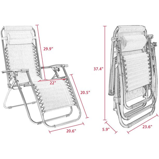SUGIFT 2 Pack Folding Aluminum Zero Gravity Chair