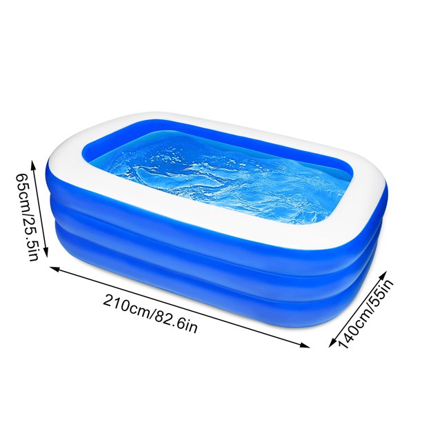 SUGIFT Inflatable Swimming Pool Three-layer Printing, Family Above Ground PVC Outdoor Toy Pool for Kids, Babies, Adults, 82.6inW*55inD*25.5inH