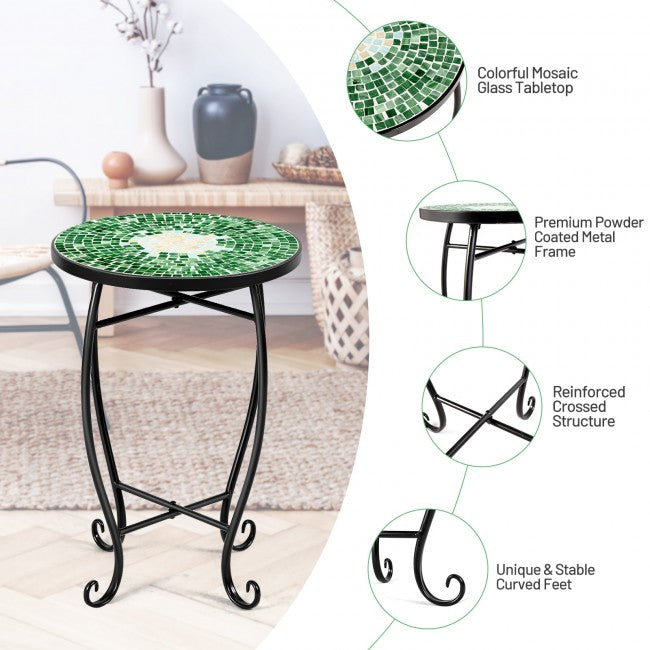 SUGIFT Outdoor Indoor Steel Accent Plant Stand Cobalt Table,Green