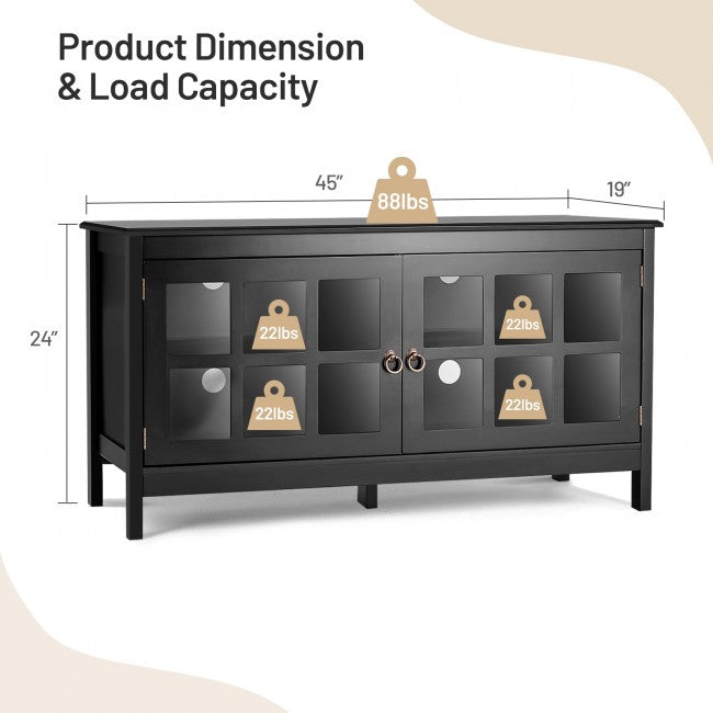 SUGIFT 50 Inch Modern Wood Large TV Stand Entertainment Center for TV,Black