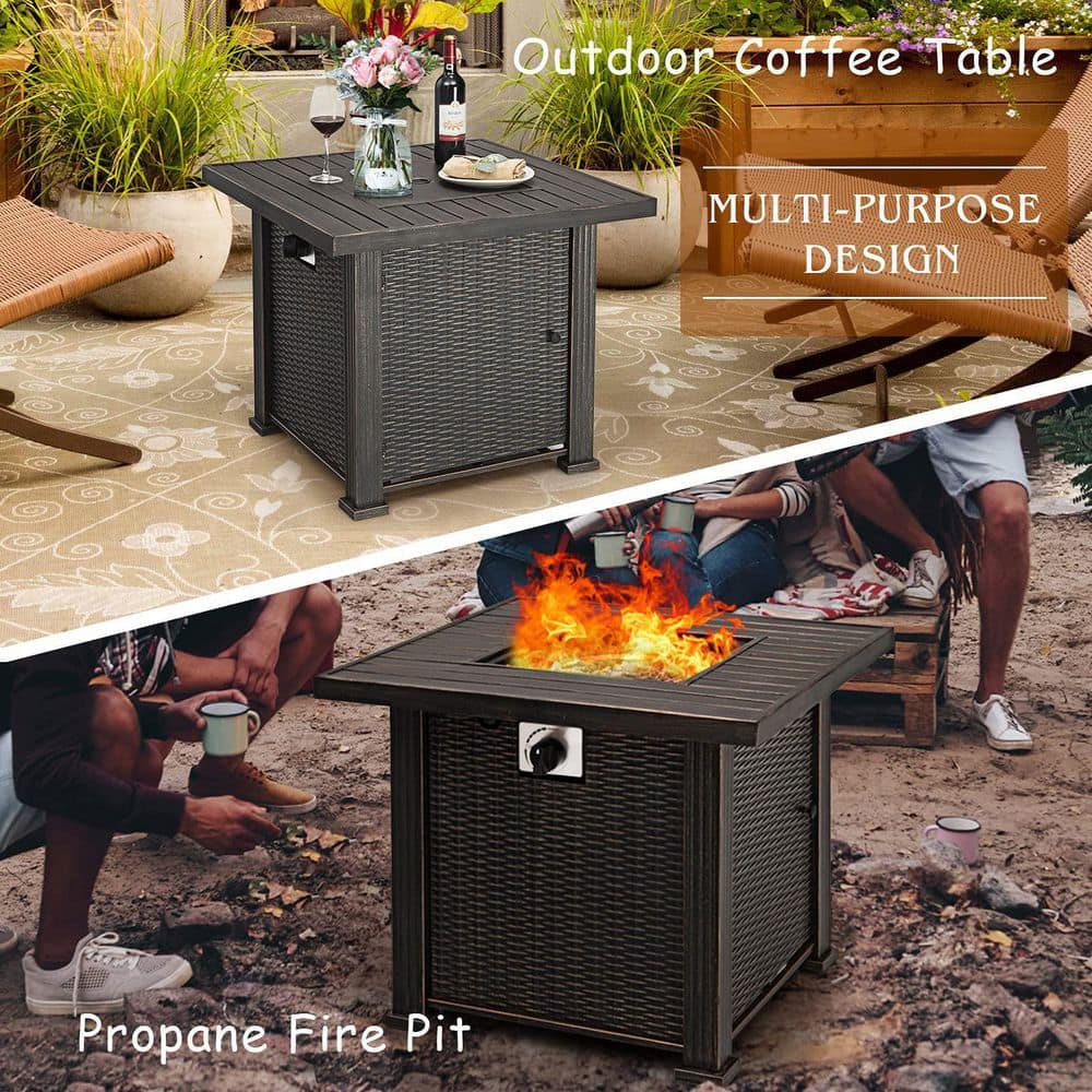 30 in. W Steel Propane Outdoor Patio Fire Pit Table