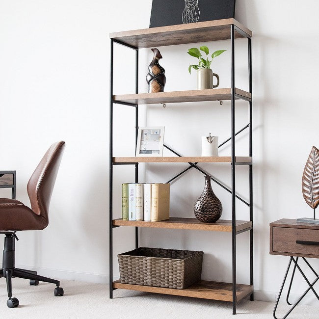 SUGIFT Multipurpose Open Bookcase Industrial Rack Wide Standing Storage Shelf