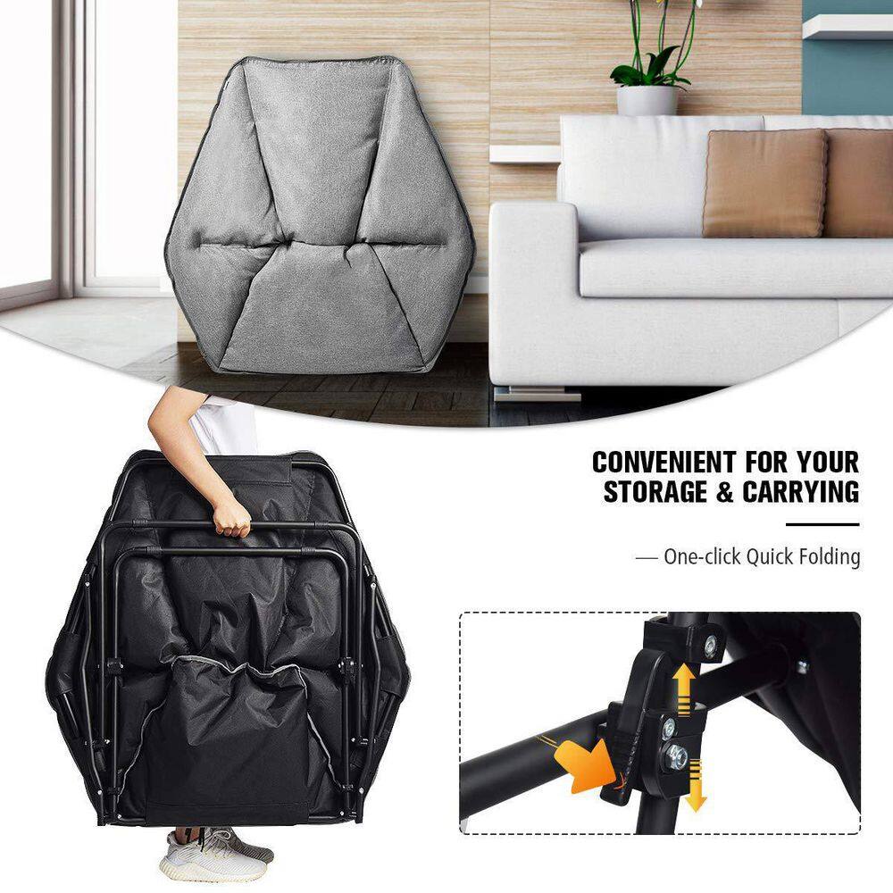 Gray Oversized Folding Camping Chair with Sturdy Iron Frame